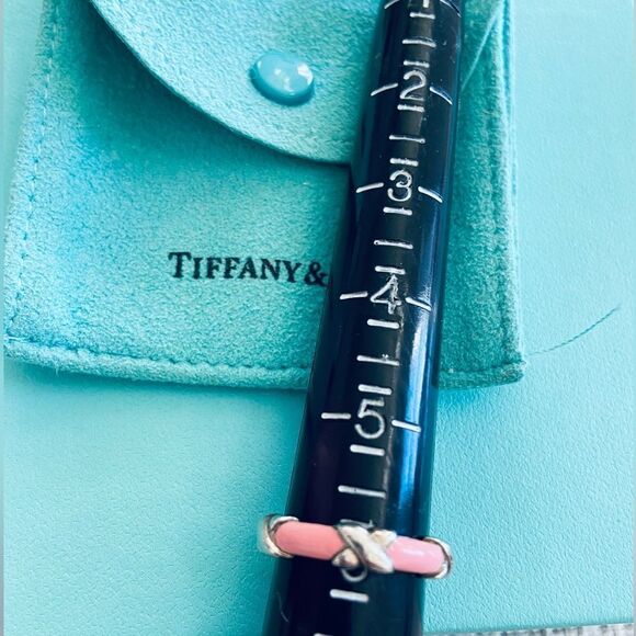 Tiffany & Co Signature X Ring Size 6 Pink Silver - Picture 4 of 5